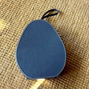 MCM Vintage 60's Mid Century Oval Blue Suitcase Train Cosmetic Hat Carry On Bag